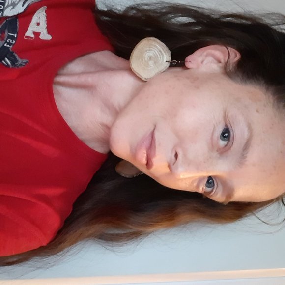 Christmas SALE Wood Slice Earrings Dangle Statement Jewelry Nature - Picture 4 of 6